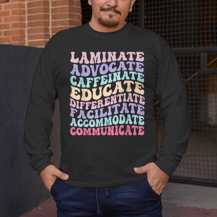 Sped Caffeinate Advocate Laminate Educate Teacher Men's Long Sleeve T-Shirt, funny design Sped Caffeinate Advocate Laminate Educate Teacher Men's Long Sleeve T-Shirt, funny design