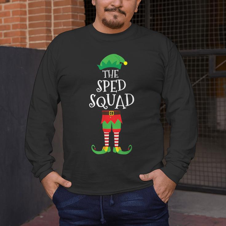 SPED Squad Elf Teacher Matching Christmas Party Pajama Men's Long Sleeve T-Shirt, funny design