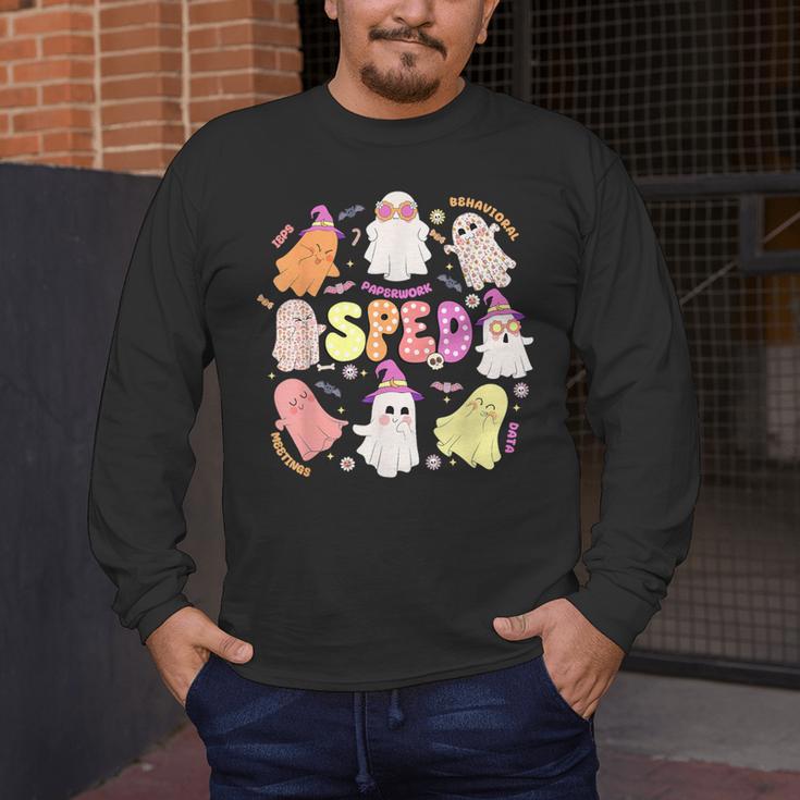 SPED Teacher Halloween Spooky Special Education Team Men Women Kids Men's Long Sleeve T-Shirt, funny design