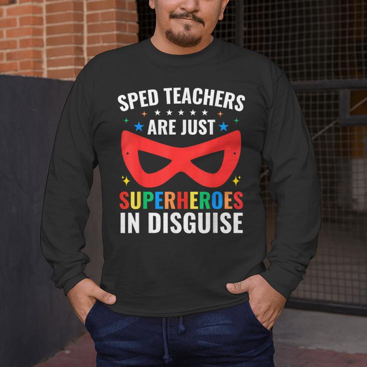 SPED Teacher Are Just Superheroes Disguise Special Education Men's Long Sleeve T-Shirt, funny design SPED Teacher Are Just Superheroes Disguise Special Education Men's Long Sleeve T-Shirt, funny design