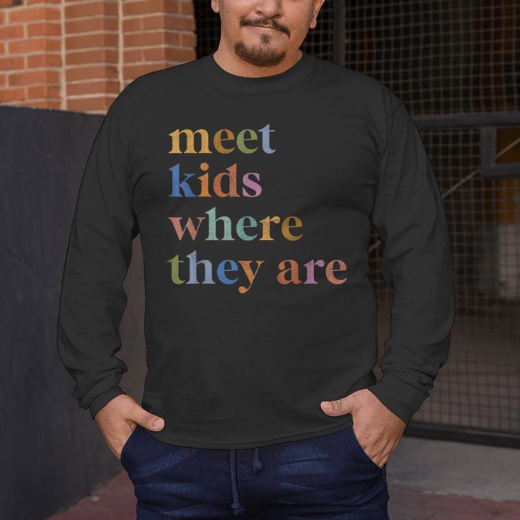 SPED Teacher SLP Meet Kids Where They Are Special Education Men's Long Sleeve T-Shirt, funny design SPED Teacher SLP Meet Kids Where They Are Special Education Men's Long Sleeve T-Shirt, funny design