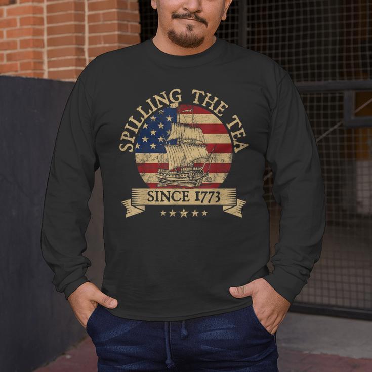Spilling The Tea Since 1773 Vintage Us History Teacher Men's Long Sleeve T-Shirt, funny design Spilling The Tea Since 1773 Vintage Us History Teacher Men's Long Sleeve T-Shirt, funny design