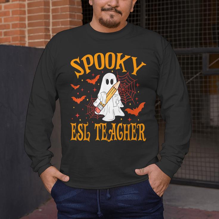 Spooky ESL Teacher Ghost Halloween School Women Men's Long Sleeve T-Shirt, funny design Spooky ESL Teacher Ghost Halloween School Women Men's Long Sleeve T-Shirt, funny design