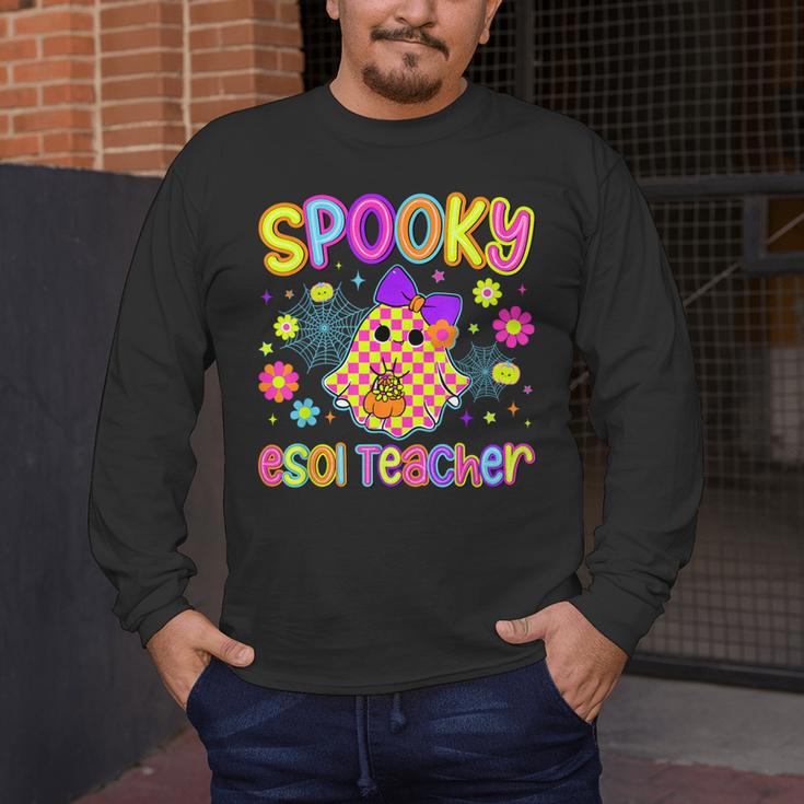 Spooky ESOL Teacher Halloween ESOL Teaching Coquette Men's Long Sleeve T-Shirt, funny design Spooky ESOL Teacher Halloween ESOL Teaching Coquette Men's Long Sleeve T-Shirt, funny design