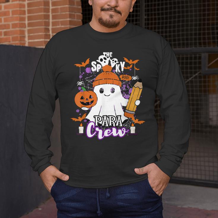 Spooky Para Crew Ghost Halloween Paraprofessional Teacher Men's Long Sleeve T-Shirt, funny design Spooky Para Crew Ghost Halloween Paraprofessional Teacher Men's Long Sleeve T-Shirt, funny design