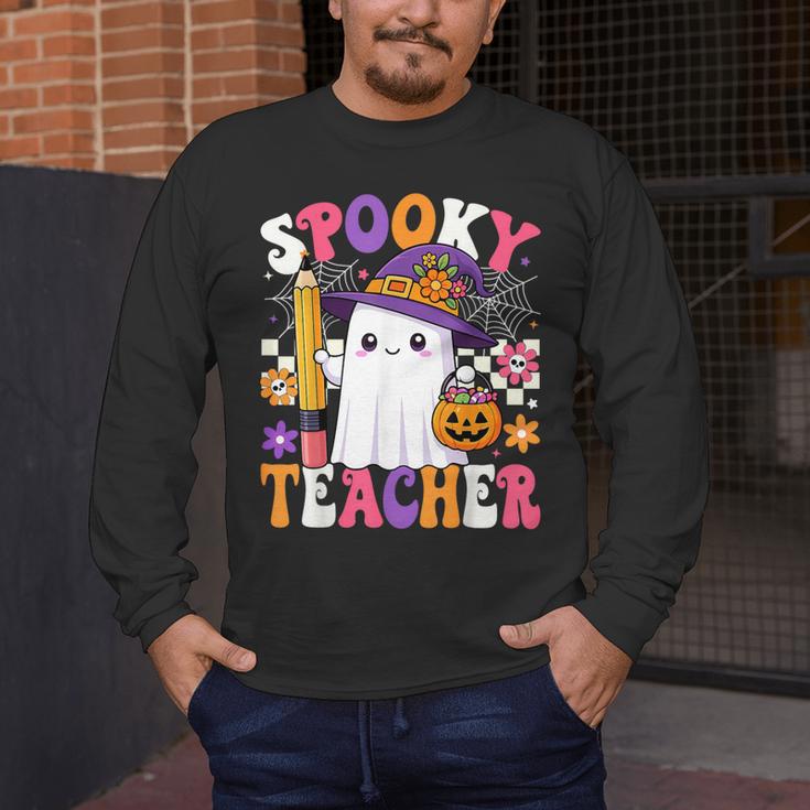 Spooky Teacher Ghost Pencil Teach Halloween Teacher Men's Long Sleeve T-Shirt, funny design Spooky Teacher Ghost Pencil Teach Halloween Teacher Men's Long Sleeve T-Shirt, funny design