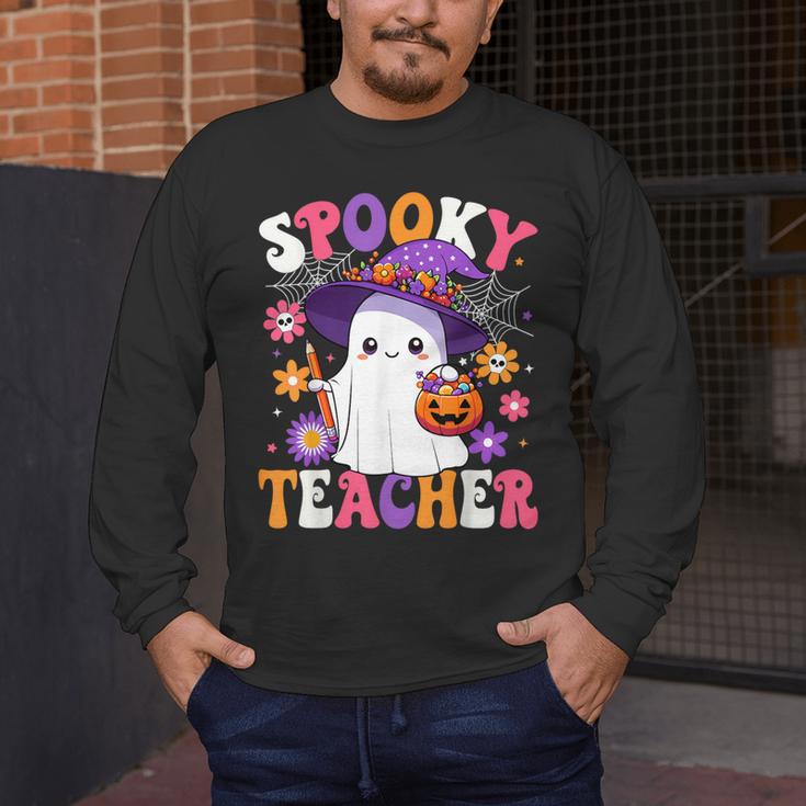 Spooky Teacher Halloween Cute Halloween Teacher Ghost Men's Long Sleeve T-Shirt, funny design Spooky Teacher Halloween Cute Halloween Teacher Ghost Men's Long Sleeve T-Shirt, funny design
