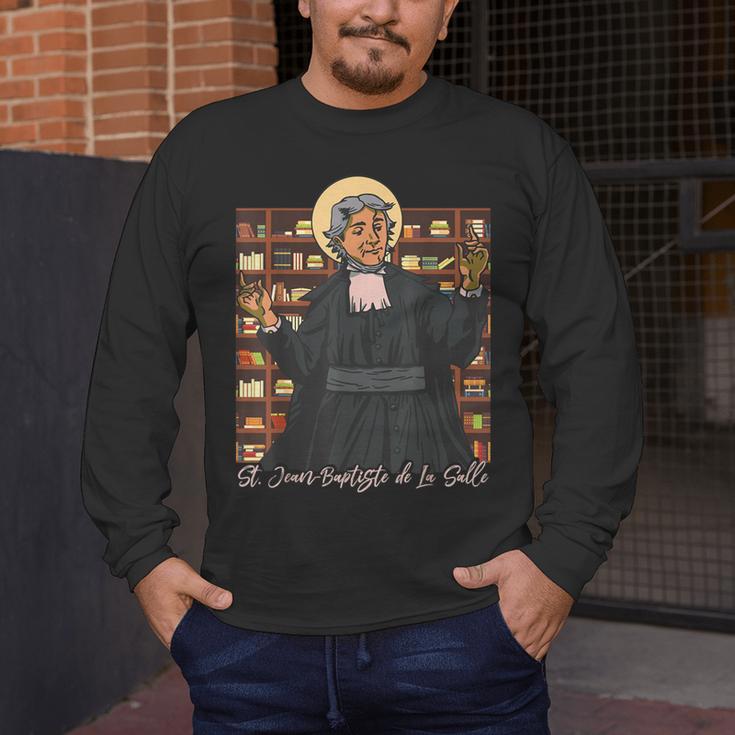 St Jean Baptiste De La Salle Patron Saint Education Teachers Men's Long Sleeve T-Shirt, funny design