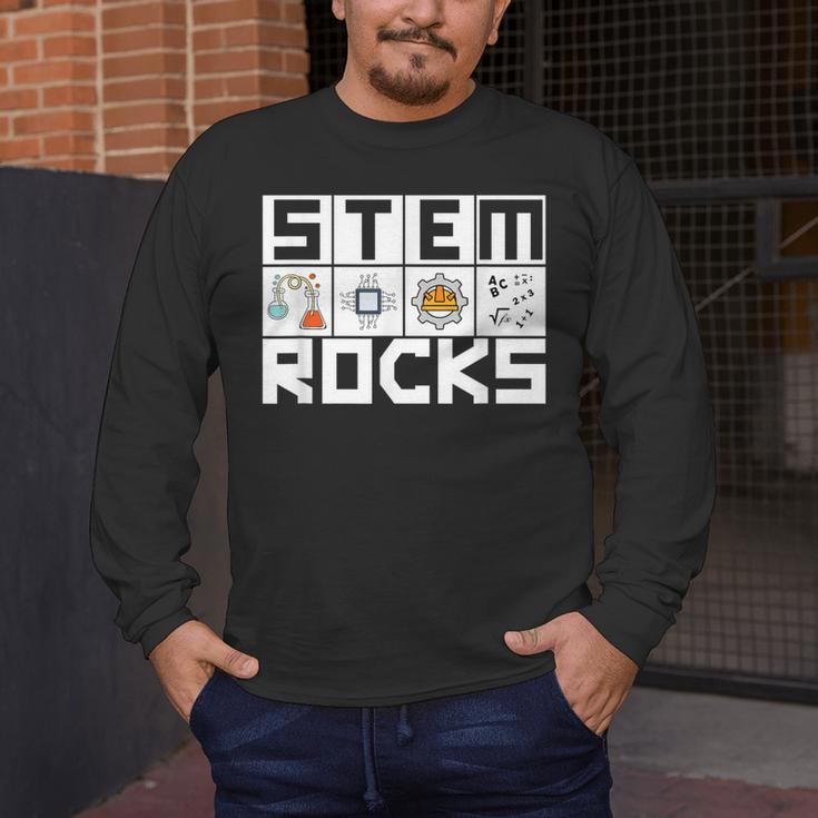 STEM Rocks Science Technology Engineering Math STEM Teacher Men's Long Sleeve T-Shirt, funny design