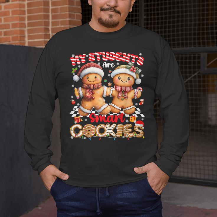 My Student Are Smart Cookies Pjs Christmas Xmas Teacher Men's Long Sleeve T-Shirt, funny design