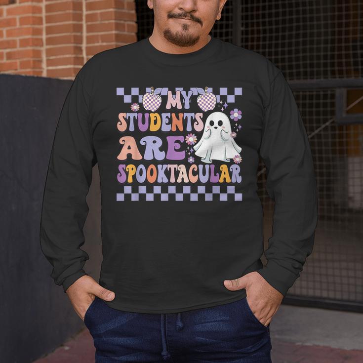 My Students Are Spooktacular Teacher Halloween Vibes Men's Long Sleeve T-Shirt, funny design