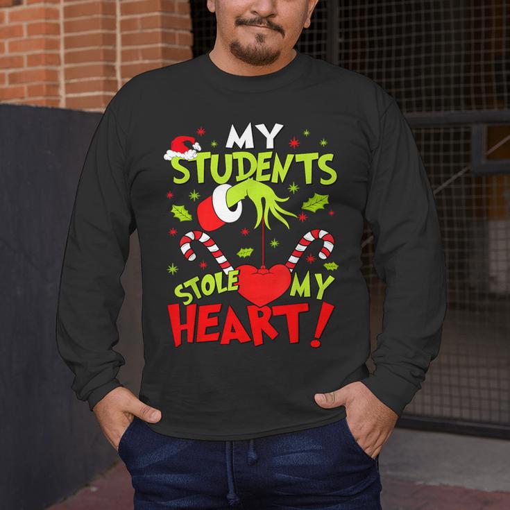 My Students Stole My Heart Teacher Holiday Merry Christmas Men's Long Sleeve T-Shirt, funny design