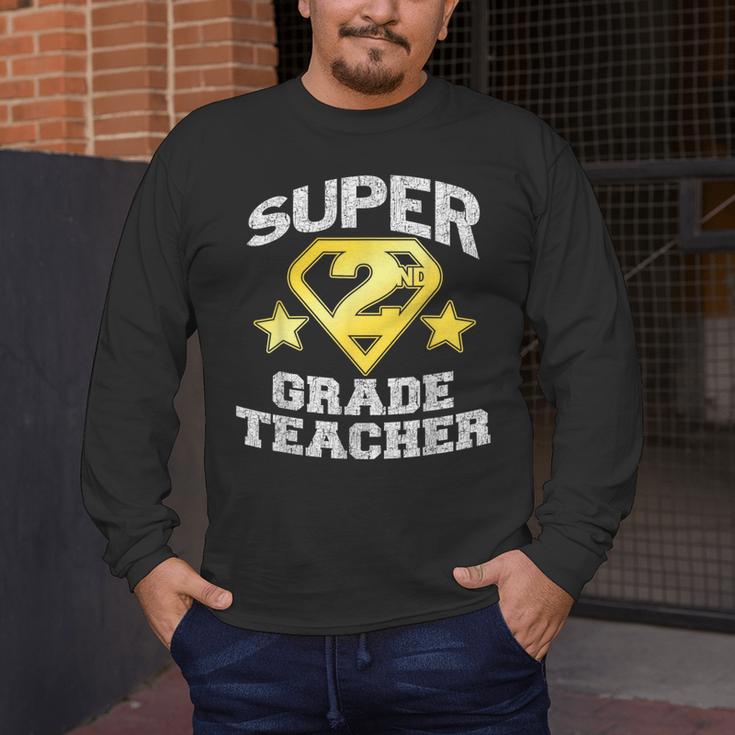 Super 2nd Grade Teacher Hero Men's Long Sleeve T-Shirt, funny design