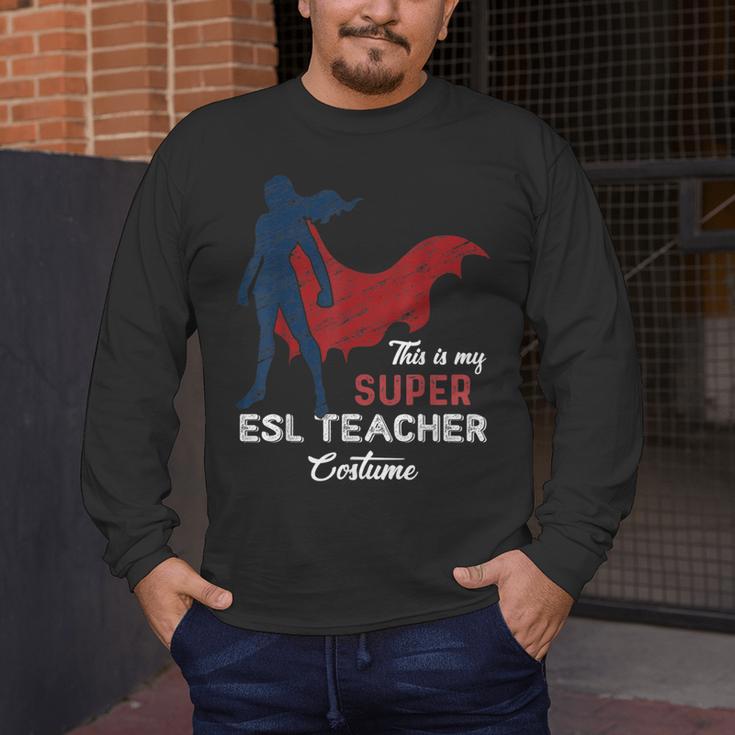 This Is My Super ESL Teacher Costume Lazy Halloween Men's Long Sleeve T-Shirt, funny design This Is My Super ESL Teacher Costume Lazy Halloween Men's Long Sleeve T-Shirt, funny design