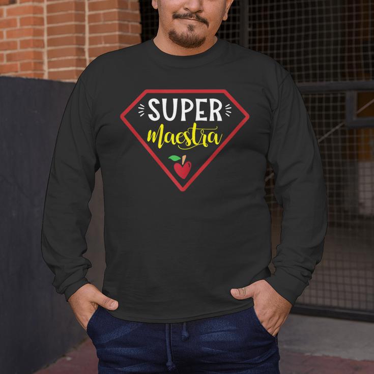 Super Heroe Maestra Espanol Spanish Super Teacher Men's Long Sleeve T-Shirt, funny design