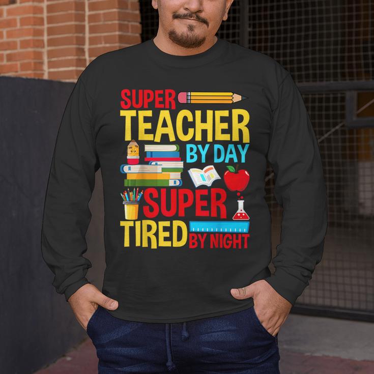 Super Teacher By Day Super Tired By Night Superhero Teacher Men's Long Sleeve T-Shirt, funny design Super Teacher By Day Super Tired By Night Superhero Teacher Men's Long Sleeve T-Shirt, funny design