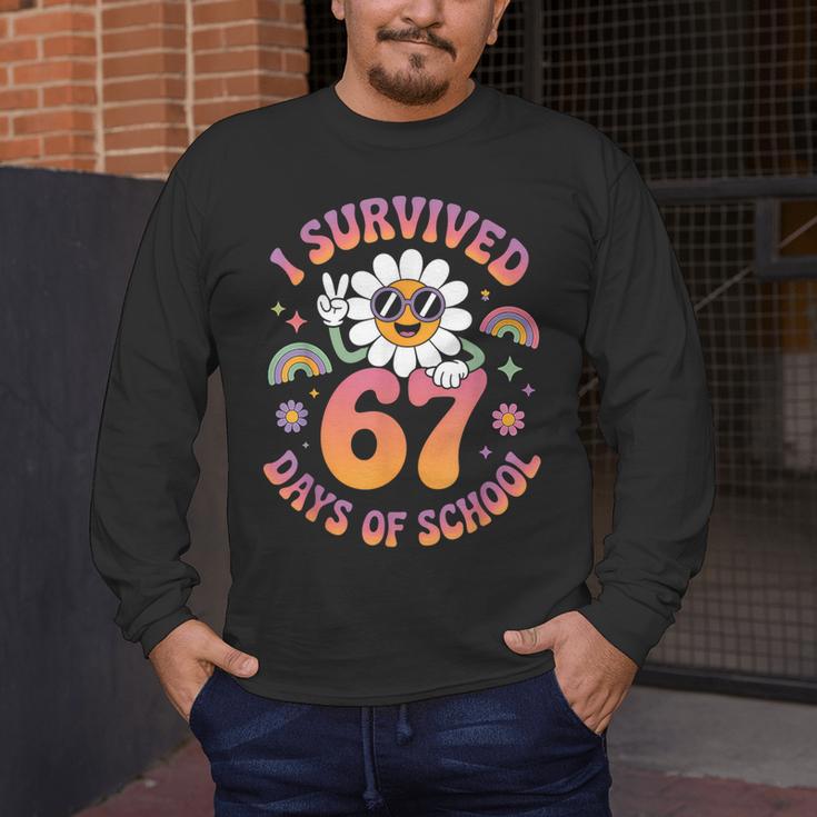 I Survived 67 Days Of School Groovy Retro Teachers Girls Men's Long Sleeve T-Shirt, funny design I Survived 67 Days Of School Groovy Retro Teachers Girls Men's Long Sleeve T-Shirt, funny design