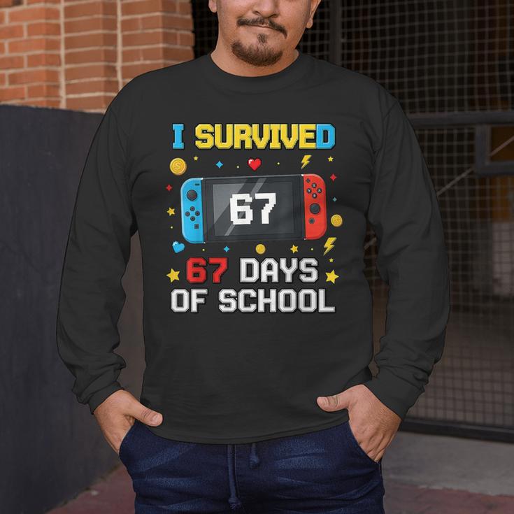 I Survived 67 Days Of School 67 Teacher Squad Matching Men's Long Sleeve T-Shirt, funny design