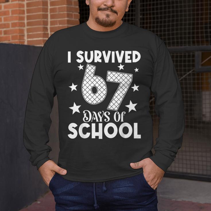 I Survived 67 Days Of School Teachers Students Men's Long Sleeve T-Shirt, funny design I Survived 67 Days Of School Teachers Students Men's Long Sleeve T-Shirt, funny design