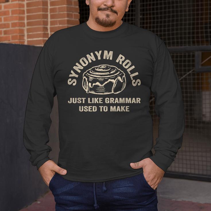Synonym Rolls Joke Cinnamon Rolls Grammar Pun Teacher Men's Long Sleeve T-Shirt, funny design Synonym Rolls Joke Cinnamon Rolls Grammar Pun Teacher Men's Long Sleeve T-Shirt, funny design