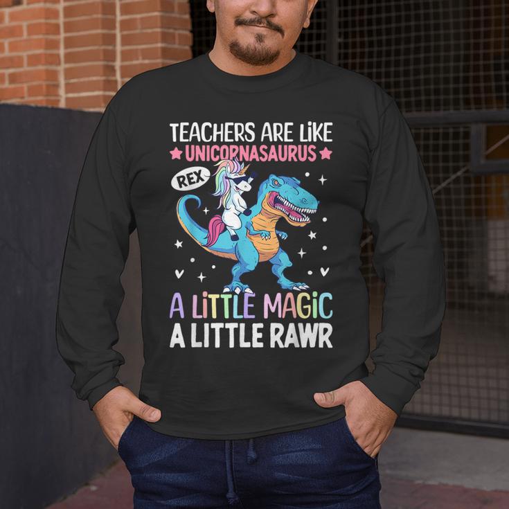 T Rex Dinosaur Unicorn Teachers Are Like Unicornasaurus Rex Men's Long Sleeve T-Shirt, funny design T Rex Dinosaur Unicorn Teachers Are Like Unicornasaurus Rex Men's Long Sleeve T-Shirt, funny design