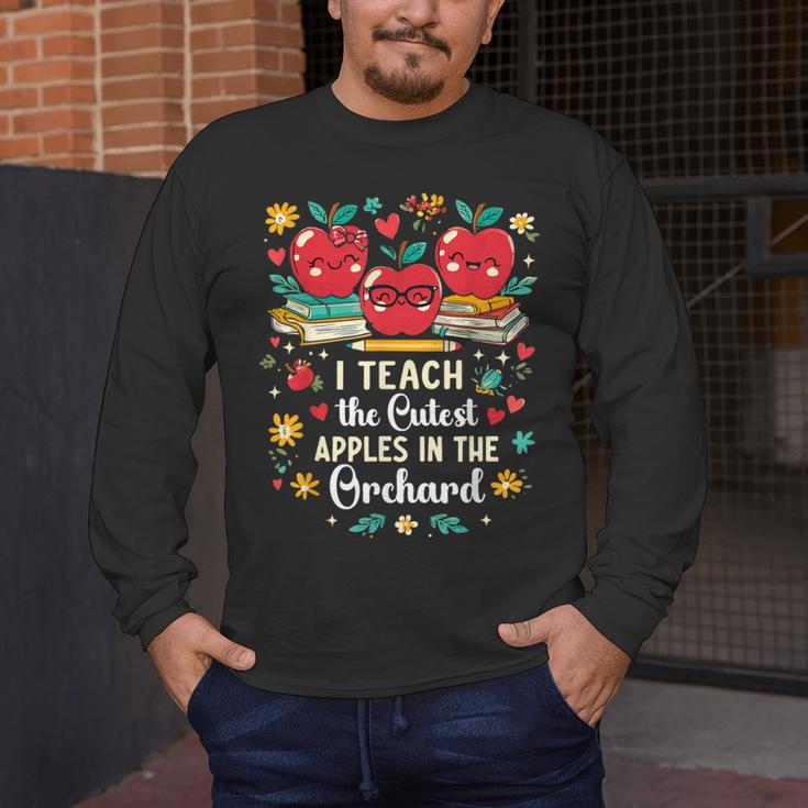I Teach The Cutest Apples In The Orchard Cute Fall Teacher Men's Long Sleeve T-Shirt, funny design I Teach The Cutest Apples In The Orchard Cute Fall Teacher Men's Long Sleeve T-Shirt, funny design