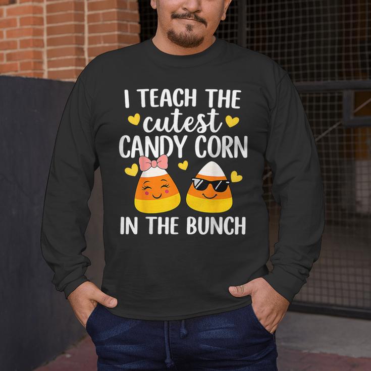 I Teach The Cutest Candy Corn In The Bunch Teacher Halloween Men's Long Sleeve T-Shirt, funny design I Teach The Cutest Candy Corn In The Bunch Teacher Halloween Men's Long Sleeve T-Shirt, funny design