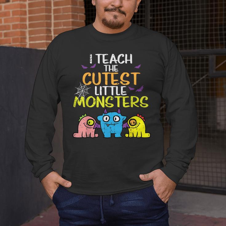 I Teach Cutest Little Monsters Halloween Teacher Men Women Men's Long Sleeve T-Shirt, funny design I Teach Cutest Little Monsters Halloween Teacher Men Women Men's Long Sleeve T-Shirt, funny design