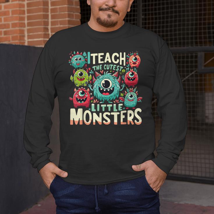 I Teach The Cutest Little Monsters Teacher Halloween Outfit Men's Long Sleeve T-Shirt, funny design I Teach The Cutest Little Monsters Teacher Halloween Outfit Men's Long Sleeve T-Shirt, funny design