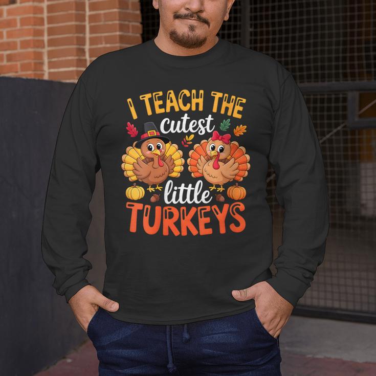 I Teach The Cutest Little Turkeys Teacher Thanksgiving Men's Long Sleeve T-Shirt, funny design I Teach The Cutest Little Turkeys Teacher Thanksgiving Men's Long Sleeve T-Shirt, funny design