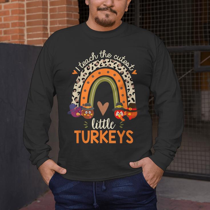 I Teach The Cutest Little Turkeys Thanksgiving Teacher Men Women Girls Kids Men's Long Sleeve T-Shirt, funny design