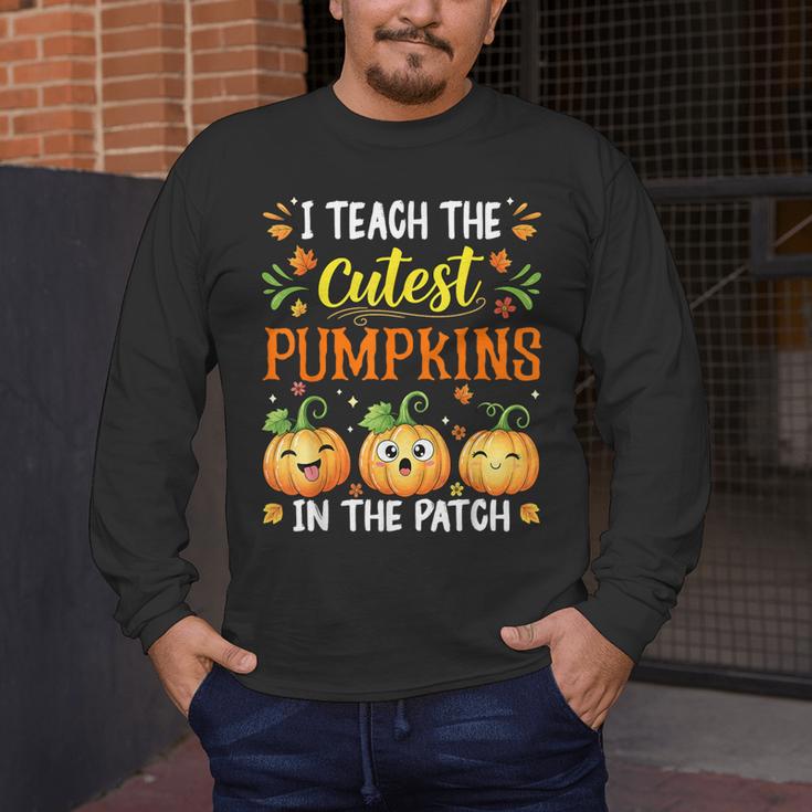 I Teach The Cutest Pumpkins Halloween Teacher Men's Long Sleeve T-Shirt, funny design I Teach The Cutest Pumpkins Halloween Teacher Men's Long Sleeve T-Shirt, funny design