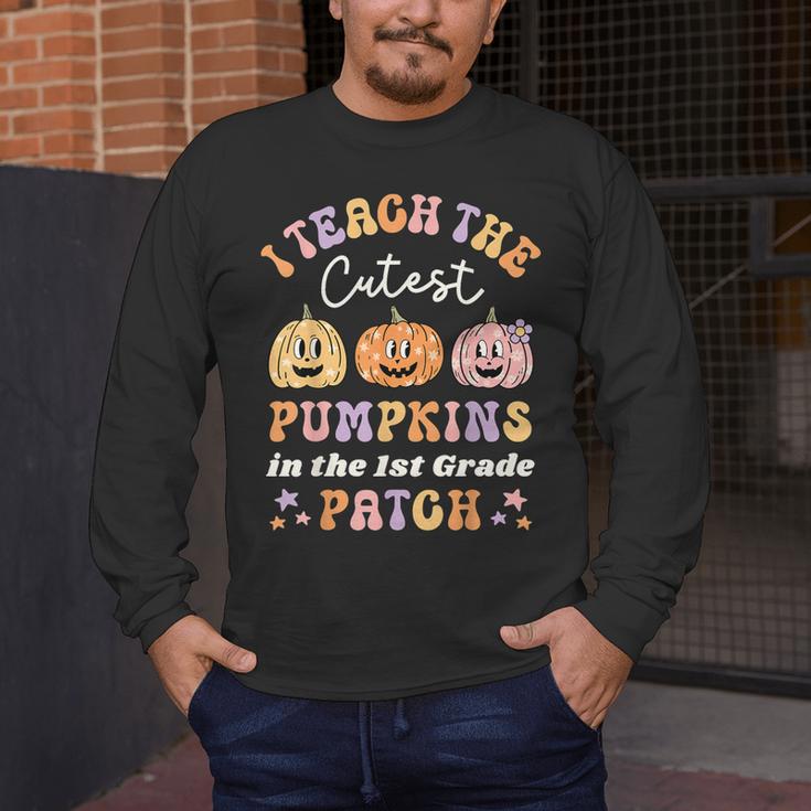 I Teach The Cutest Pumpkins In The Patch 1st Grade Teacher For Men Women Kids Men's Long Sleeve T-Shirt, funny design I Teach The Cutest Pumpkins In The Patch 1st Grade Teacher For Men Women Kids Men's Long Sleeve T-Shirt, funny design