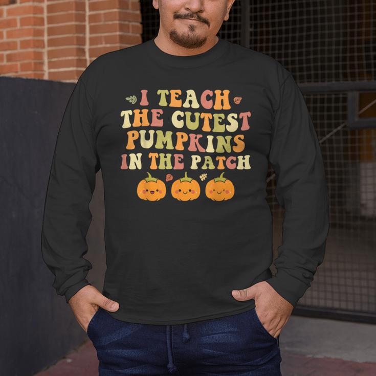 I Teach The Cutest Pumpkins In The Patch Fall Season Teacher Men's Long Sleeve T-Shirt, funny design I Teach The Cutest Pumpkins In The Patch Fall Season Teacher Men's Long Sleeve T-Shirt, funny design