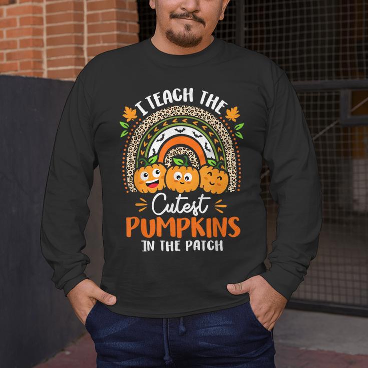 I Teach The Cutest Pumpkins In The Patch Teacher Halloween Men's Long Sleeve T-Shirt, funny design