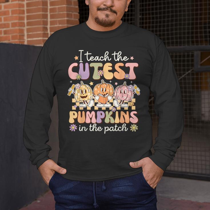 I Teach The Cutest Pumpkins In The Patch Teacher Retro Men's Long Sleeve T-Shirt, funny design I Teach The Cutest Pumpkins In The Patch Teacher Retro Men's Long Sleeve T-Shirt, funny design