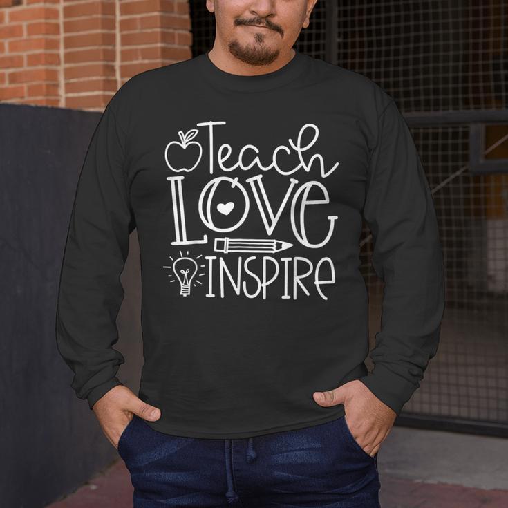 Teach Love Inspire Retro Teacher Kids Back To School Men's Long Sleeve T-Shirt, funny design