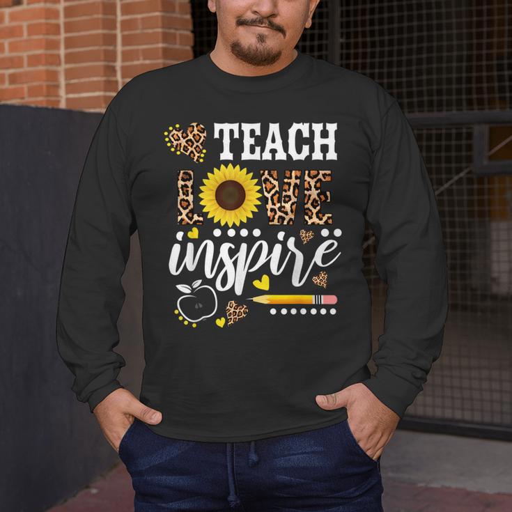 TEACH LOVE INSPIRE Teacher Sunflower Appreciation Men's Long Sleeve T-Shirt, funny design TEACH LOVE INSPIRE Teacher Sunflower Appreciation Men's Long Sleeve T-Shirt, funny design