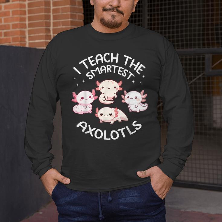 I Teach The Smartest Axolotls Cute Teacher Axolotl Men's Long Sleeve T-Shirt, funny design I Teach The Smartest Axolotls Cute Teacher Axolotl Men's Long Sleeve T-Shirt, funny design
