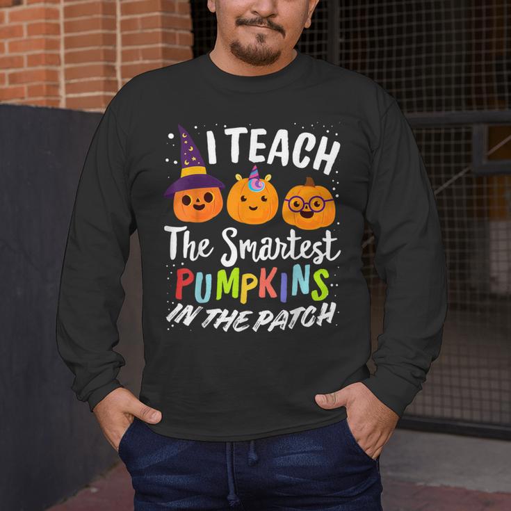 I Teach The Smartest Pumpkins The Patch Teacher Fall Season For Men Women Kids Men's Long Sleeve T-Shirt, funny design