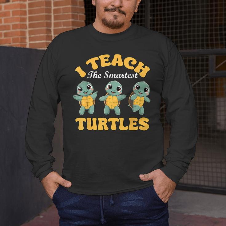 I Teach The Smartest Turtles Thanksgiving Proud Teacher Job Men's Long Sleeve T-Shirt, funny design