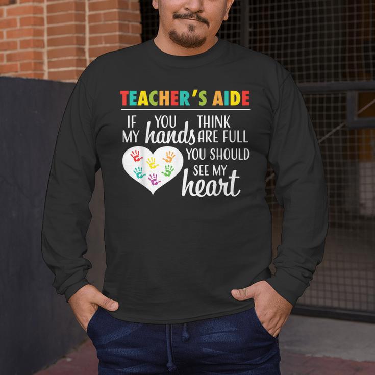 Teacher Aide Appreciation Cute Heart Tee For Women Men's Long Sleeve T-Shirt, funny design