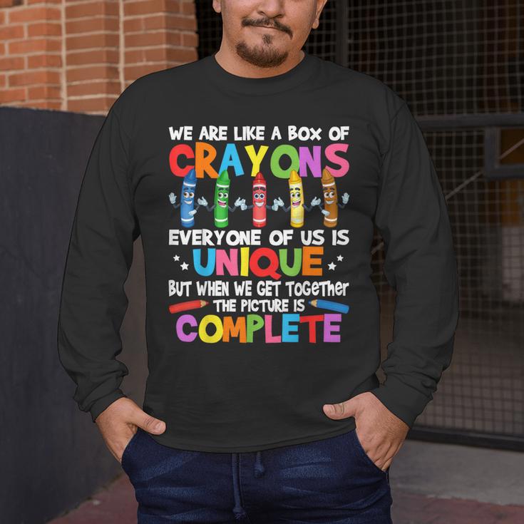 Teacher We Are Like a Box Of Crayons For Men Women Kids Men's Long Sleeve T-Shirt, funny design Teacher We Are Like a Box Of Crayons For Men Women Kids Men's Long Sleeve T-Shirt, funny design