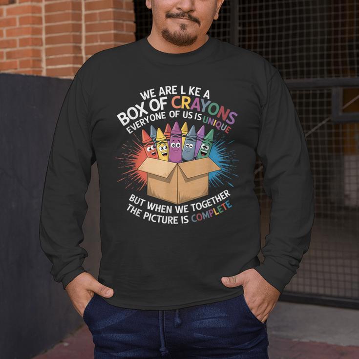 Teacher We Are Like a Box Of Crayons Men's Long Sleeve T-Shirt, funny design
