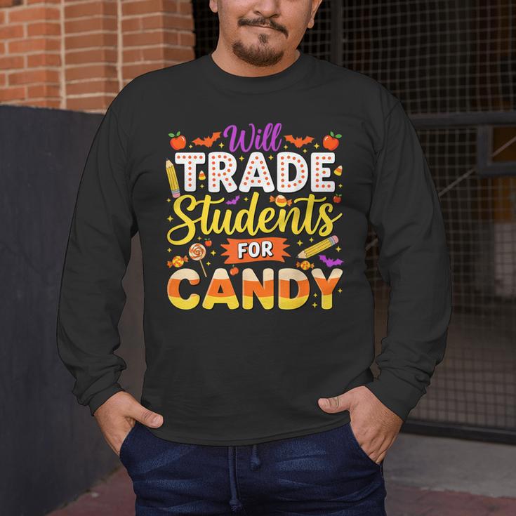 Teacher Cute Will Trade Students For Candy Halloween Costume Men's Long Sleeve T-Shirt, funny design Teacher Cute Will Trade Students For Candy Halloween Costume Men's Long Sleeve T-Shirt, funny design