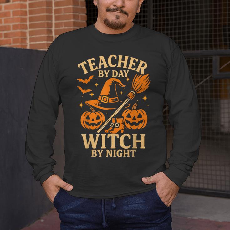 Teacher By Day Witch By Night Halloween Teacher Witch Men's Long Sleeve T-Shirt, funny design