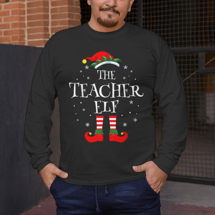 The Teacher Elf Christmas Family Matching Group Xmas Men's Long Sleeve T-Shirt, funny design