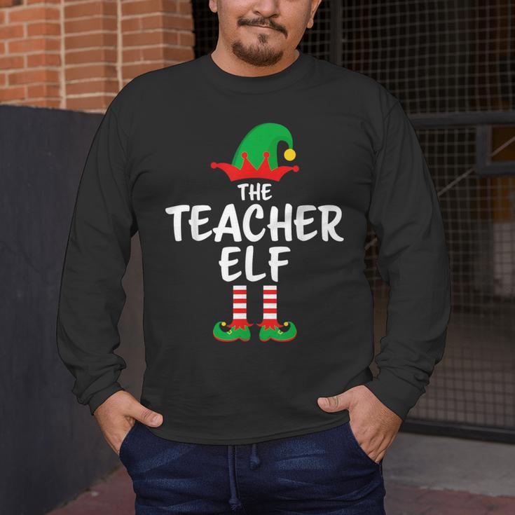 The Teacher Elf Matching Family Christmas Men's Long Sleeve T-Shirt, funny design