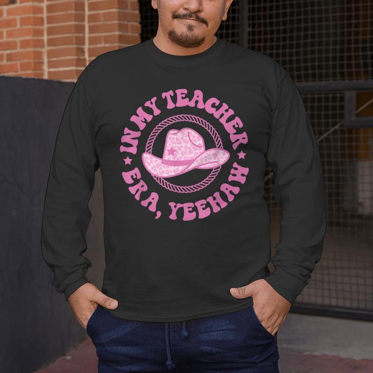 In My Teacher Era Yeehaw Pink Teacher Western Cowgirl Men's Long Sleeve T-Shirt, funny design In My Teacher Era Yeehaw Pink Teacher Western Cowgirl Men's Long Sleeve T-Shirt, funny design