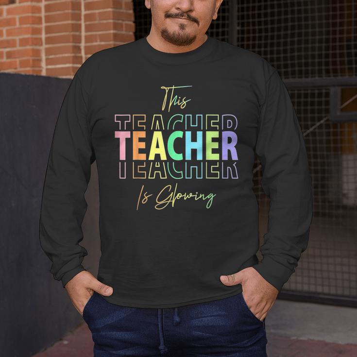 This Teacher Is Glowing Hello Summer End Of School Men's Long Sleeve T-Shirt, funny design This Teacher Is Glowing Hello Summer End Of School Men's Long Sleeve T-Shirt, funny design